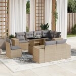vidaXL Salon de jardin avec coussins 9 Pièces beige résine tressée
