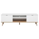 Meuble TV scandinave GÖTEBORG - Blanc - 2 Portes - 160 x 40 x 50 cm