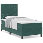 Lit avec sommier à ressorts et matelas vidaXL Vert foncé 100x200 cm Velours