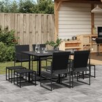 vidaXL Ensemble à manger de jardin 9 Pièces noir textilène