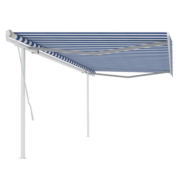 vidaXL Auvent manuel rétractable avec poteaux 5x3 5 m Bleu et blanc