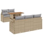 Ensemble de Canapés de Jardin 6 Pièces avec Coussins Beige Poly Rattan