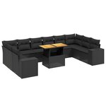 vidaXL Salon de jardin 11 Pièces avec coussins noir résine tressée