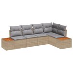 Ensemble de canapé de jardin de 5 pièces avec coussins en beige poly rotin