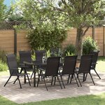 vidaXL Ensemble de 9 pièces pour repas en jardin noir rattan poly