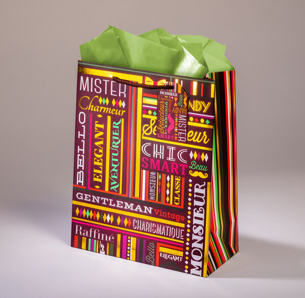 Sac cadeau dandy gm l 26 x h 32,5 typo