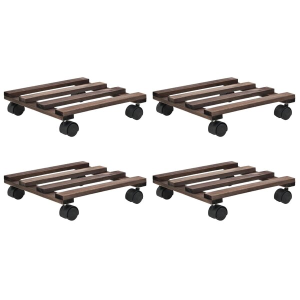 vidaXL Support roulant à plantes Bois de cèdre 4 Pièces 25 x 25 cm