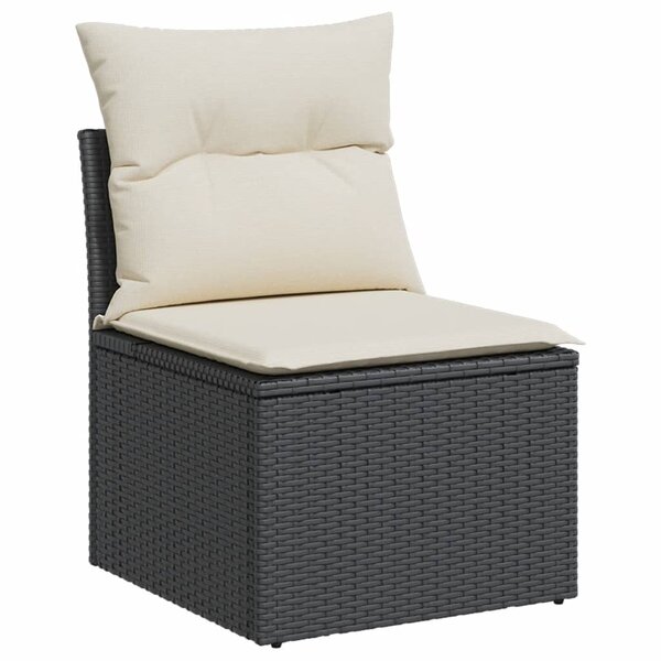 vidaXL Chaise de jardin sans accoudoirs avec coussins noir poly rotin