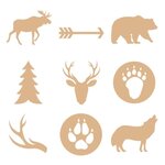 Set 9X3 Silhouettes Ours - 2 5X0 2 Cm - Bois