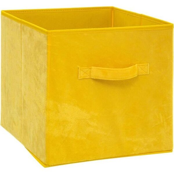 Boîte de rangement/tiroir pour meuble en tissu  31x31 cm - Velours - Jaune