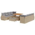 Ensemble de 11 pièces de sofa de jardin avec coussins Beige Poly Rattan Acacia