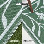 Tapis extérieur terrasse réversible - Tapis de jardin imperméable et résistant UV - Motif abeille - Vert - 180x120 cm - HOMESCAPES