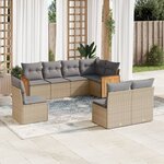 vidaXL Salon de jardin avec coussins 8 Pièces beige résine tressée