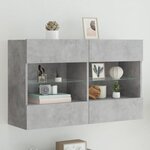 vidaXL Meuble TV mural avec lumières LED gris béton 98 5x30x60 5 cm