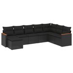 vidaXL Salon de jardin 8 Pièces avec coussins noir résine tressée