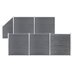 vidaXL Ensemble de clôture WPC 5 Carré + 1 Incliné 965 x 186 cm Gris