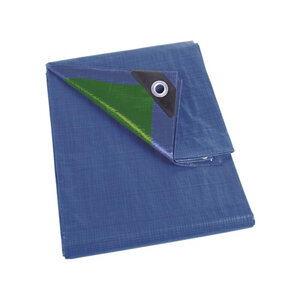 Perel Bâche  26 œillets  angles renforcés  rectangulaire  bleu/vert  70 g/m²  5 x 8 m