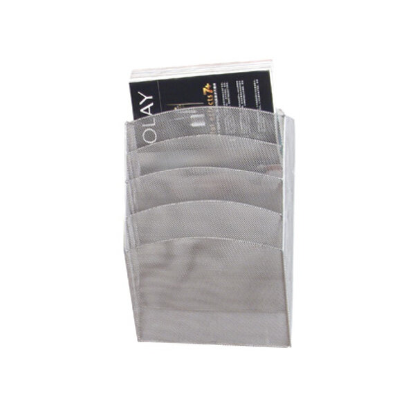 Corbeille murale q-connect 5 cases a4 vertical présentoir métallique 315x93x440mm coloris argent