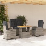 vidaXL Ensemble à manger jardin 4Pièces et coussins Gris Résine tressée