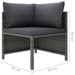 Salon de jardin meuble d'extérieur ensemble de mobilier 6 pièces avec coussins résine tressée gris 02_0016859