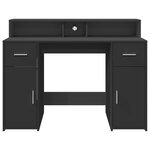 Bureau table poste de travail meuble d'ordinateur informatique étude avec lumières LED 120 x 55 x 91 cm bois d'ingénierie noir 02_0023427