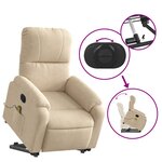 vidaXL Fauteuil inclinable de massage crème tissu microfibre
