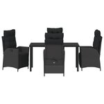 vidaXL Ensemble de jardin 5 pièces Noir Poly Rattan
