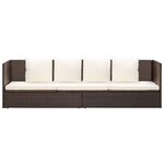 Lit de jardin avec coussin et oreillers résine tressée marron 02_0012000