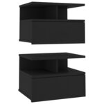 vidaXL Tables de chevet flottantes 2 Pièces Noir Bois d'ingénierie
