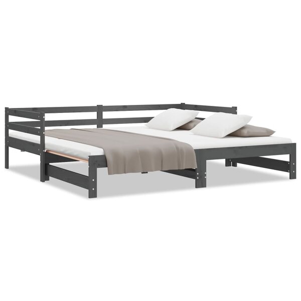vidaXL Lit coulissant sans matelas gris 2x(90x200) cm