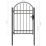 vidaXL Portail de jardin avec dessus arqué Acier 1 x 1 5 m Noir