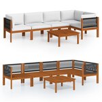 vidaXL Salon de jardin 6 Pièces avec coussins Crème Bois d'acacia solide