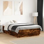 vidaXL Cadre de lit sans matelas chêne fumé 140x190 cm