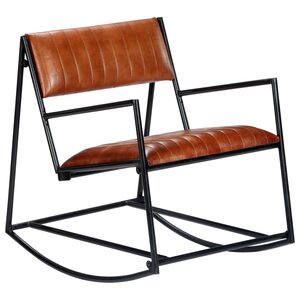 vidaXL Chaise à bascule Marron Cuir véritable