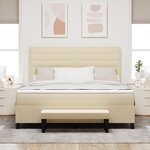 vidaXL Lit box spring avec Matelas & Banc Crème 180x200 cm Tissu