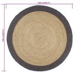 vidaXL Tapis fait à la main Jute avec bord gris foncé 240 cm