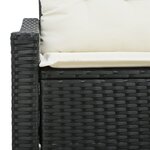 Canapé de jardin 2 places avec rangement et coussins en poly rattan noir