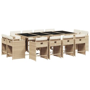 vidaXL Ensemble à manger de jardin et coussins 13 Pièces beige
