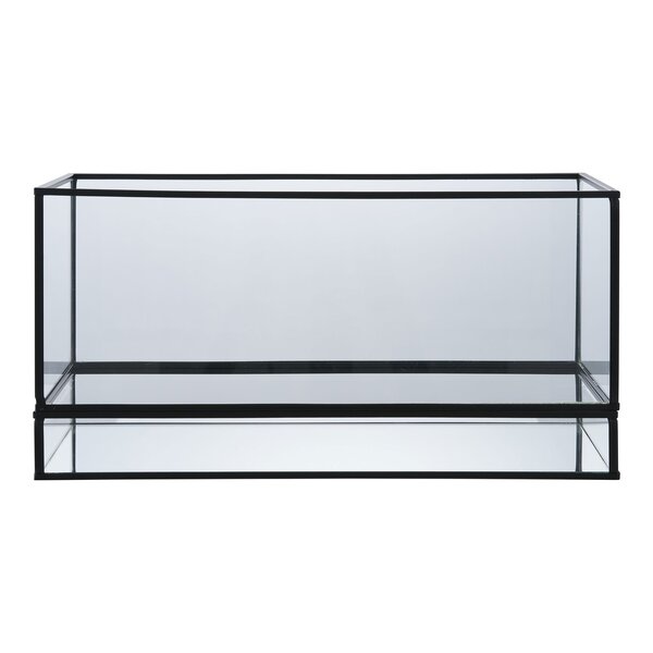 Porte-bougie en métal noir et verre 30 x 15 cm