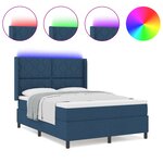 Lit Box Spring vidaXL avec Matelas & LED Bleu 140x190 cm Tissu