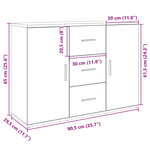 vidaXL Buffet gris béton 90 5x29 5x65 cm bois d'ingénierie