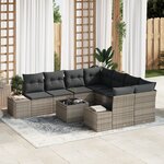 vidaXL Ensemble de canapé de jardin 9 pièces avec coussins gris poly rotin