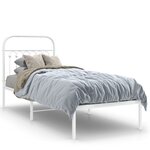 vidaXL Cadre de lit métal avec tête de lit blanc 75x190 cm