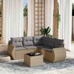 vidaXL Salon de jardin avec coussins 6 Pièces beige résine tressée