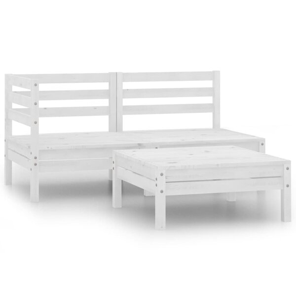 Salon de jardin meuble d'extérieur ensemble de mobilier 3 pièces bois de pin massif blanc 02_0016038