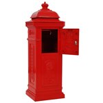 Boîte aux lettres à pilier aluminium vintage antirouille Rouge Rouge 02_0041556