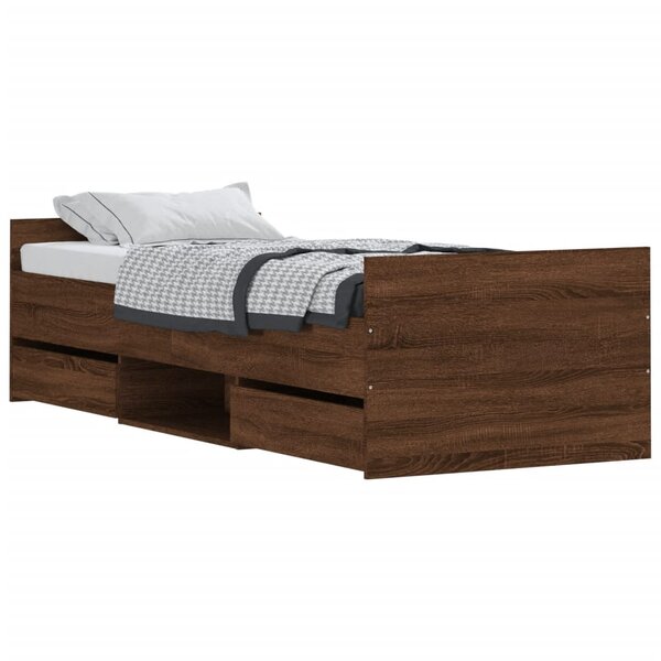 vidaXL Cadre de lit tête de lit et pied de lit chêne marron 75x190 cm