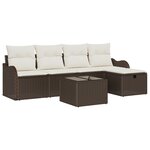 Ensemble de Canapés de Jardin 6 pièces avec Coussins Marron Poly Rattan
