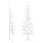 vidaXL Demi sapin de Noël artificiel mince avec support Blanc 150 cm