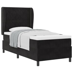 Lit Box Spring vidaXL avec Matelas Noir 90x190 cm Velours